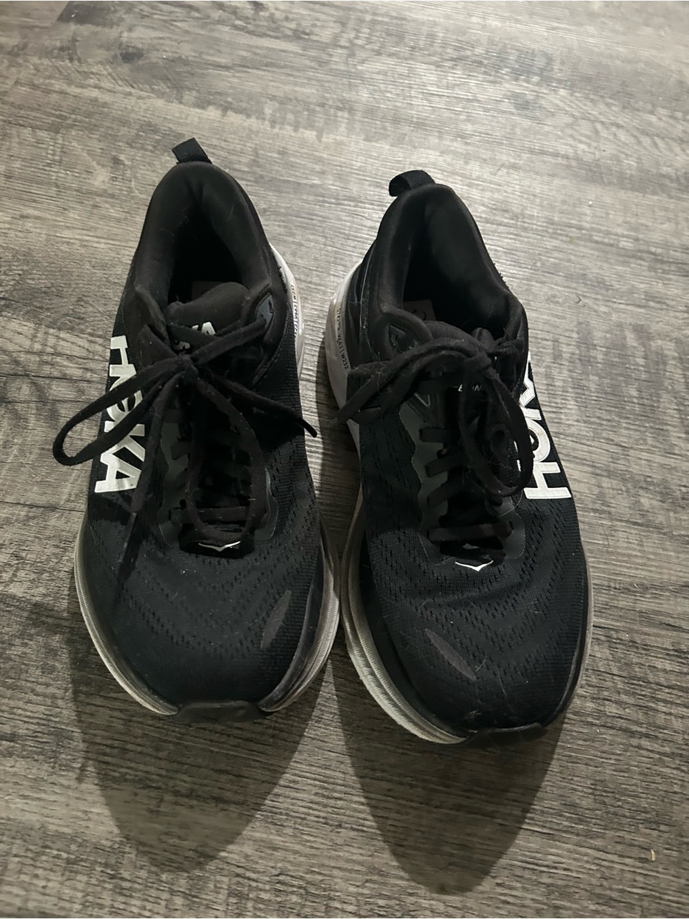Hoka Black and White Women’s Athletic Running Shoes